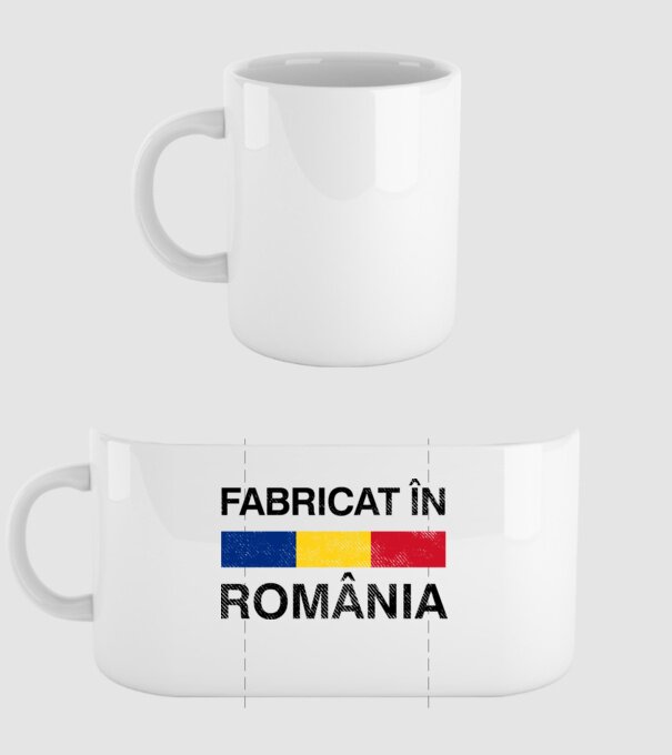 Fabricat în România model alb pe tricou