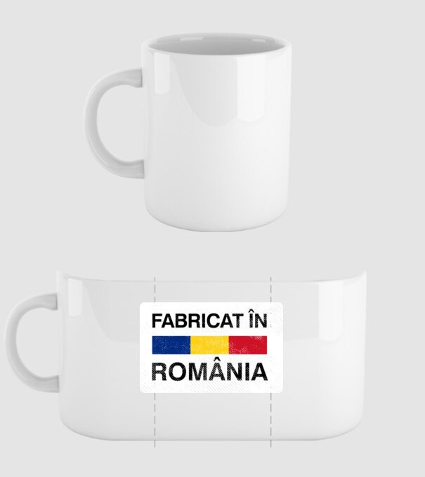 Fabricat în România model alb pe tricou