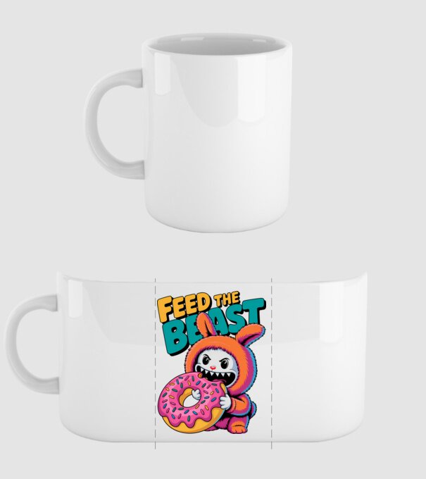 Feed the beast model alb pe tricou