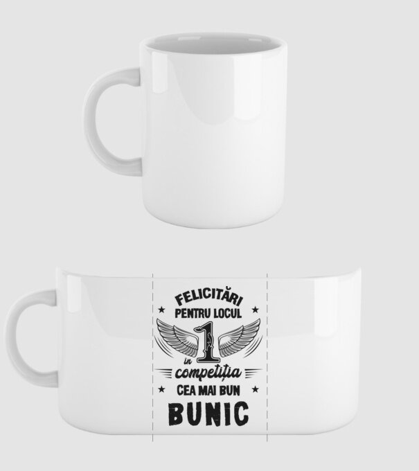 Felicitări pentru locul 1 în competiția Cel mai bun bunic! model alb pe tricou