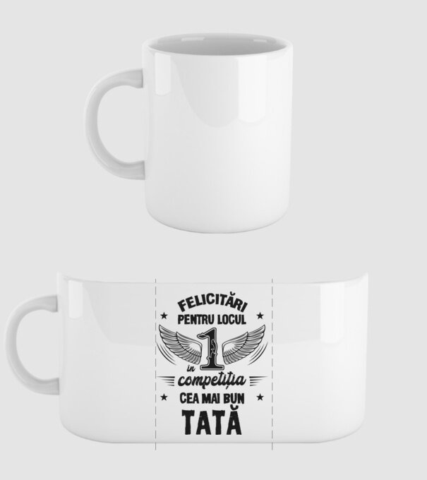 Felicitări pentru locul 1 în competiția Cel mai bun tată! model alb pe tricou