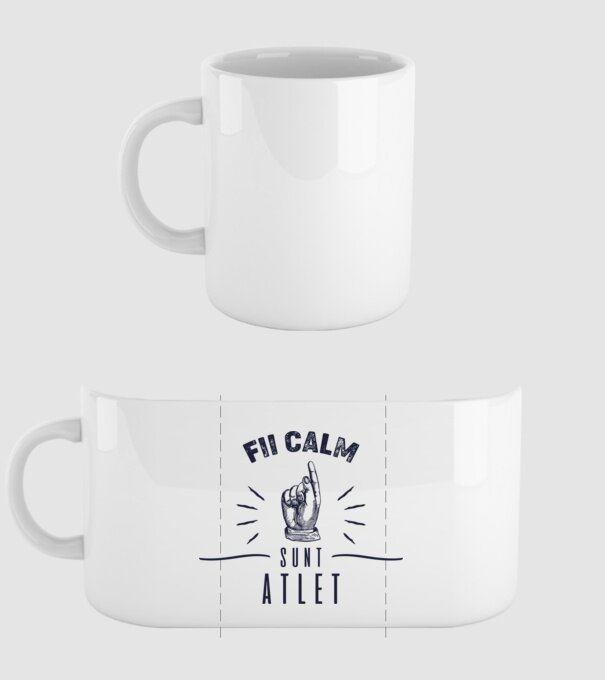 Fii calm, sunt ATLET model alb pe tricou