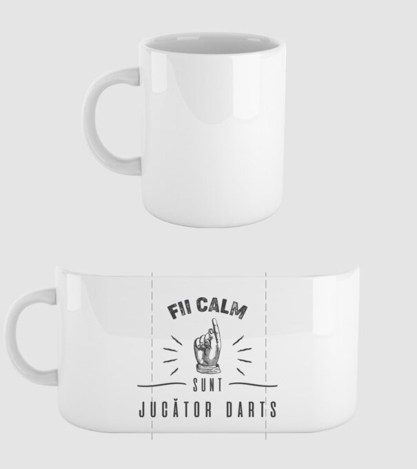 fii calm, sunt jucător darts model alb pe tricou
