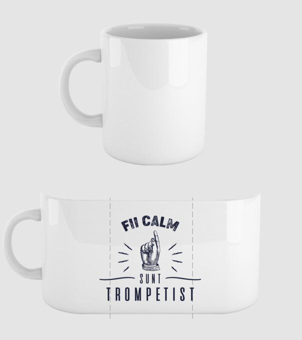 fii calm, sunt trompetist model alb pe tricou