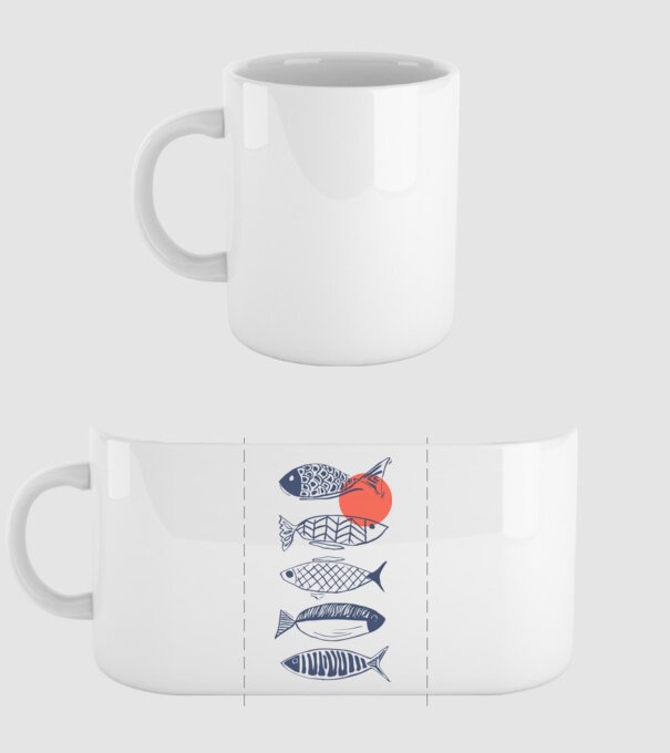 Fish model alb pe tricou