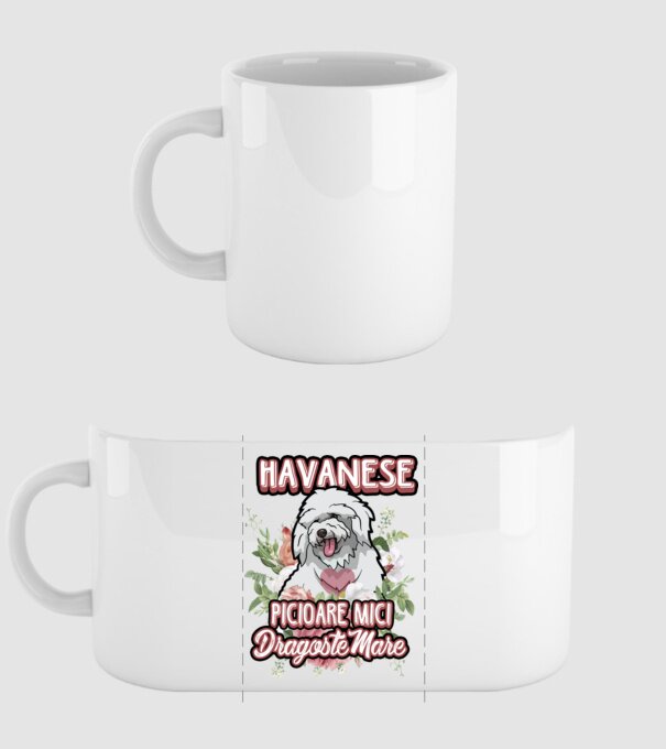 havanese : picioare mici dragoste mare model alb pe tricou