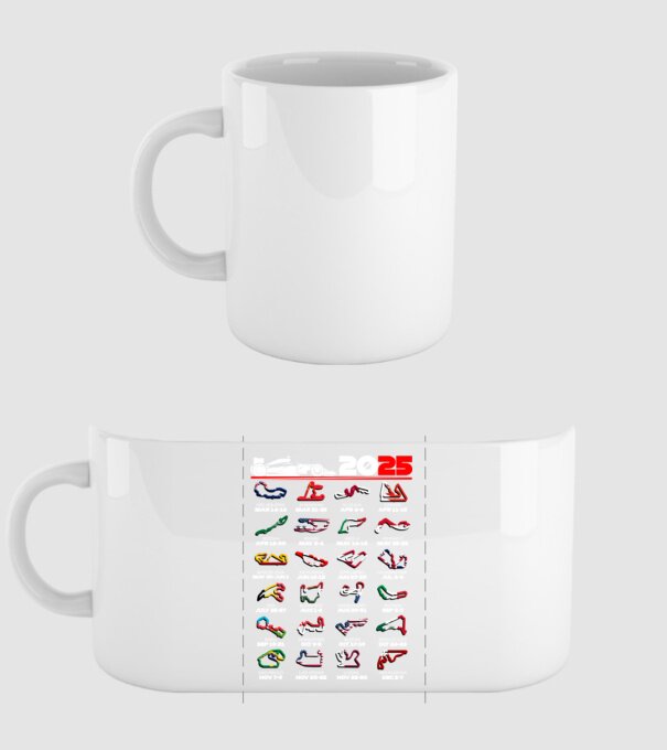 F1 calendar 2025 Negru model alb pe tricou