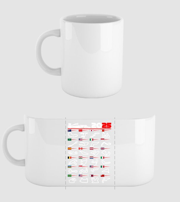 F1 calendar 2025 negru model alb pe tricou