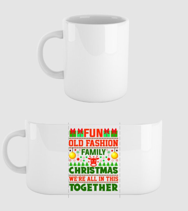 fun old fashion family christmas model alb pe tricou