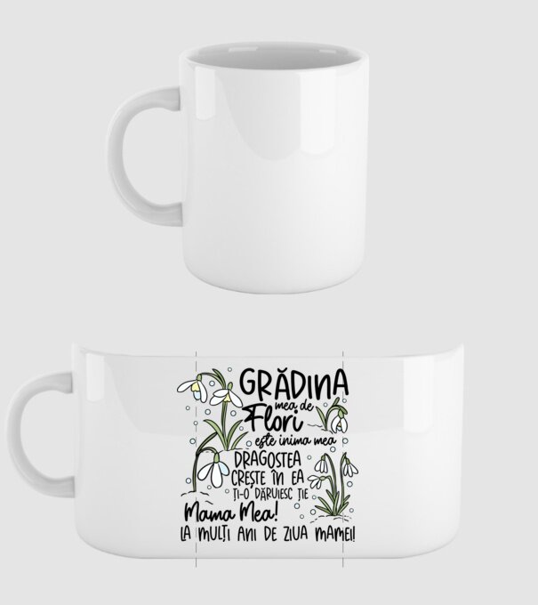 Grădina mea de flori model alb pe tricou