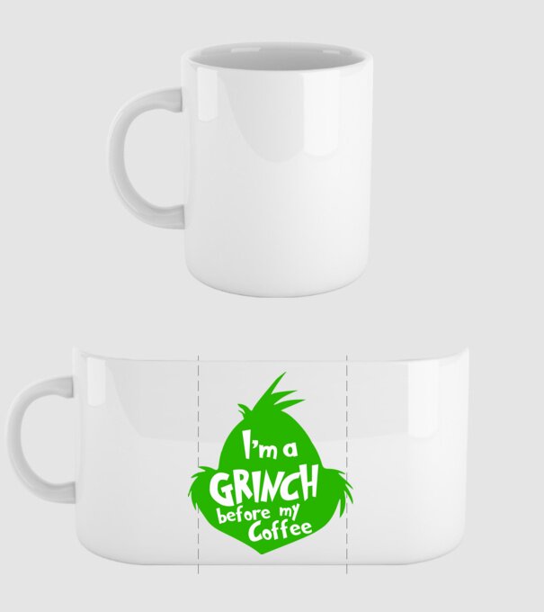 Grinch before coffee model alb pe tricou