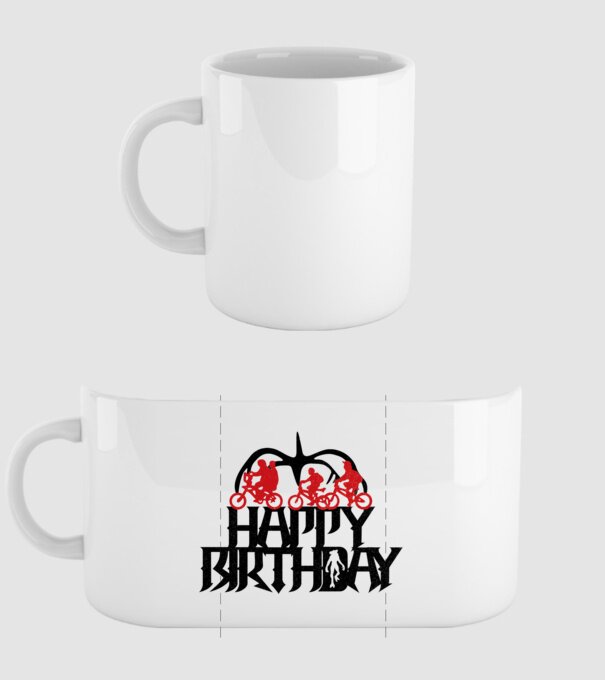 happy birthday stranger things model alb pe tricou
