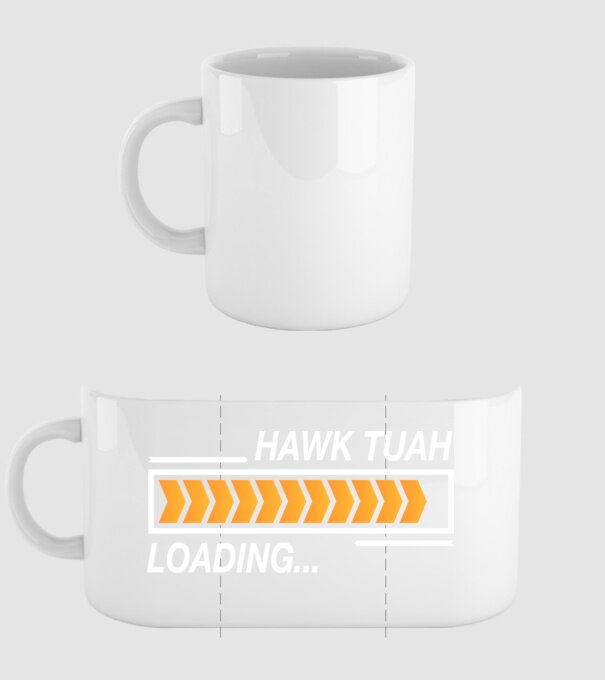 Hawk tuah loading model alb pe tricou