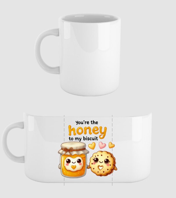 Honey to my Biscuit model alb pe tricou