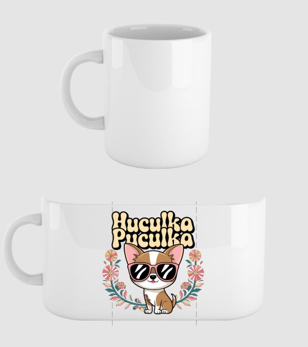 Huculka Puculka câine 1 model alb pe tricou