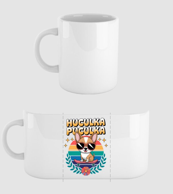 Huculka Puculka Câine 2 model alb pe tricou