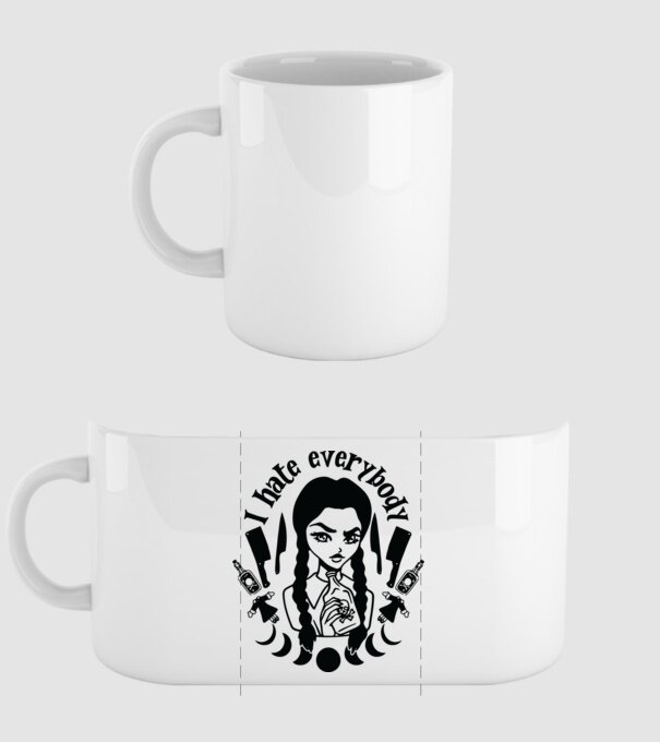 I hate everybody cartoon model alb pe tricou