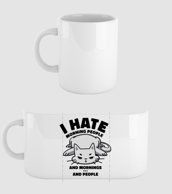 I hate morning people antisocial cat model alb pe tricou