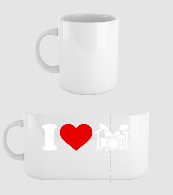 I love drum model alb pe tricou