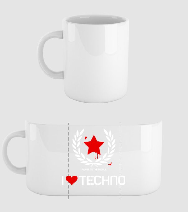 I love techno model alb pe tricou