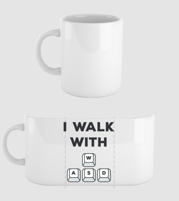 I Walk with WASD model alb pe tricou