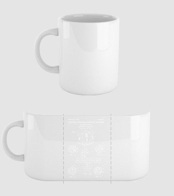Icosahedron decimal dice patent model alb pe tricou
