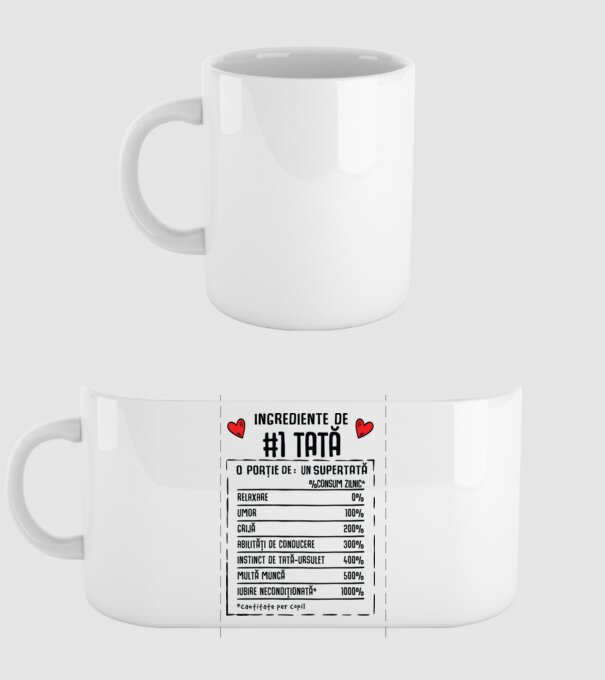 Ingrediente Tată model alb pe tricou