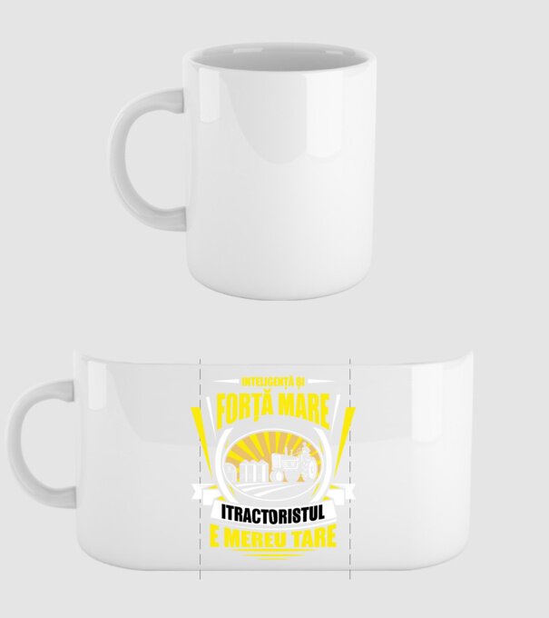 Inteligență și forță mare, tractoristul e mereu tare model alb pe tricou