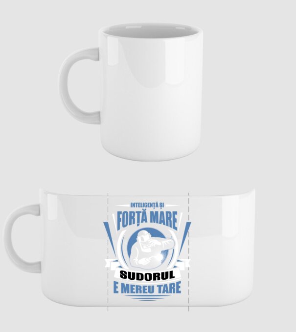 Inteligență și forță mare, sudorul e mereu tare model alb pe tricou