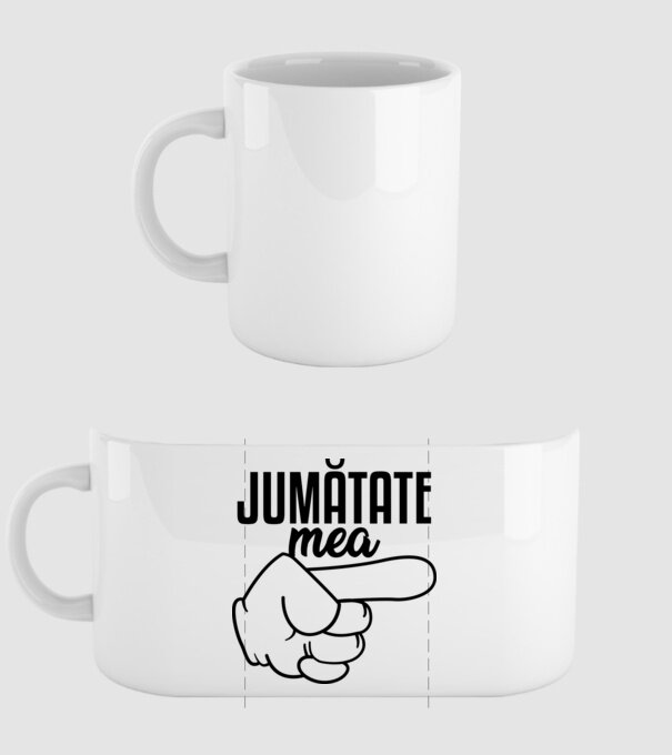 Jumătate a mea model alb pe tricou
