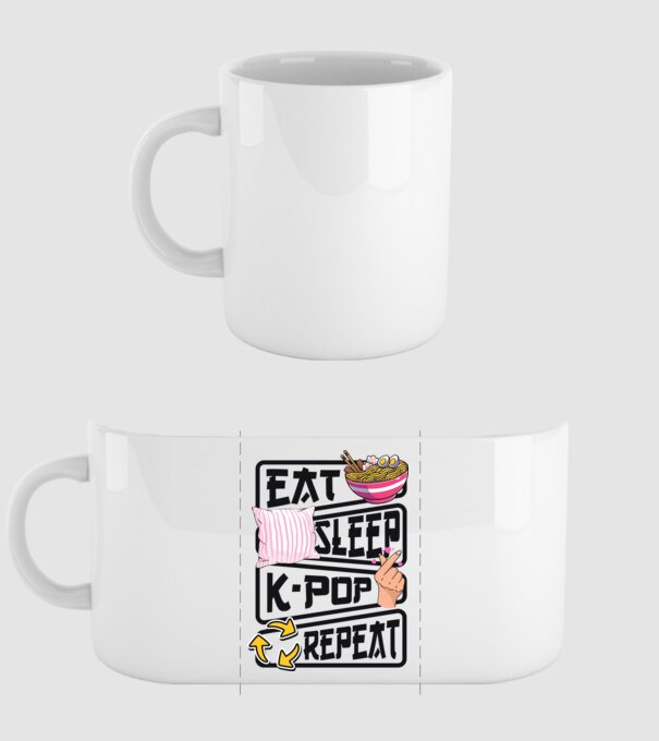 K-POP EAT SLEEP model alb pe tricou
