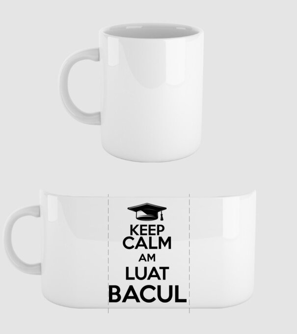 Keep calm, am luat bacul model alb pe tricou