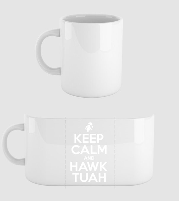 Keep calm and hawk tuah model alb pe tricou