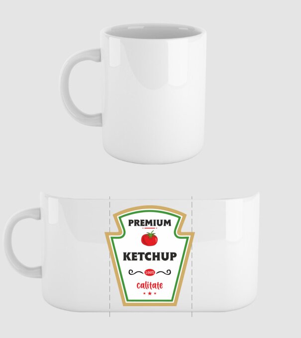 ketchup premium - calitate model alb pe tricou