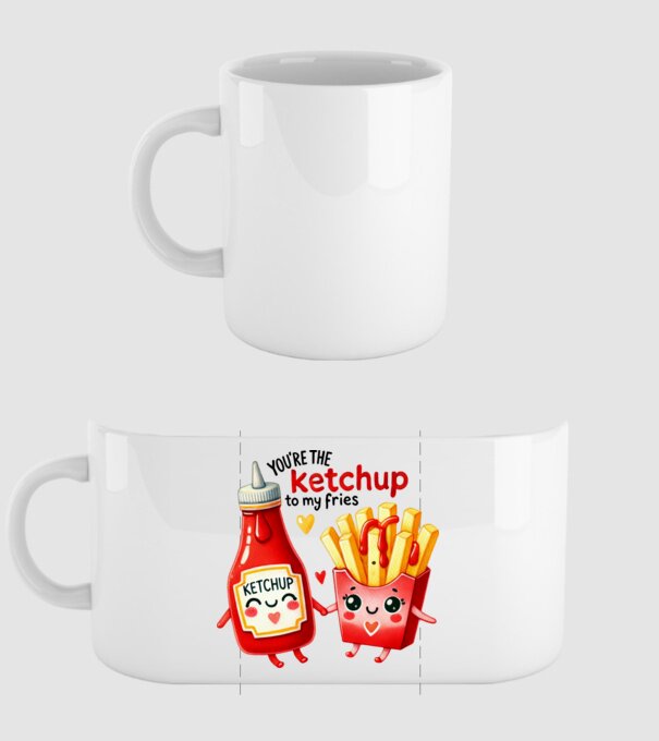 Ketchup to my Fries model alb pe tricou