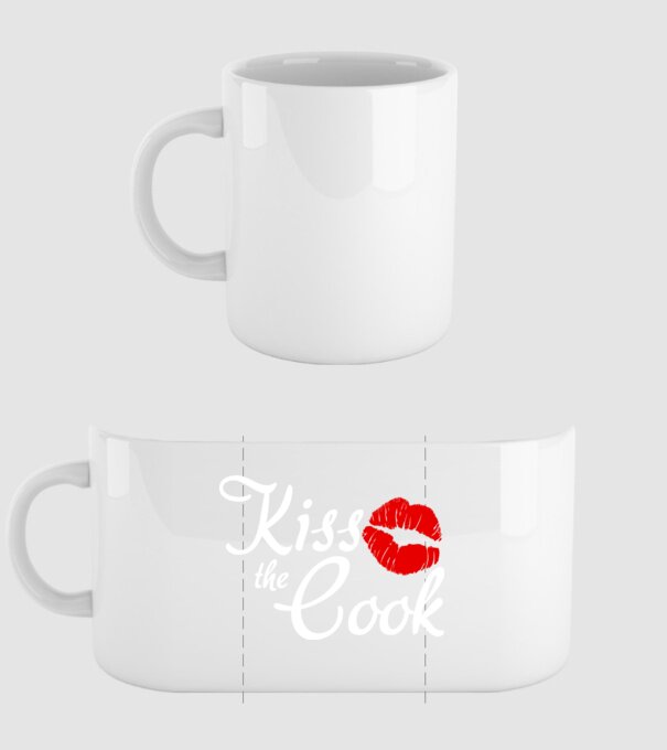 Kiss the cook model alb pe tricou