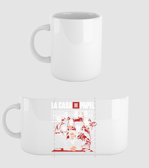 La casa de papel grupo model alb pe tricou