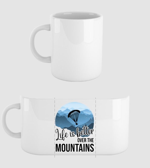 Life is better over the mountains model alb pe tricou