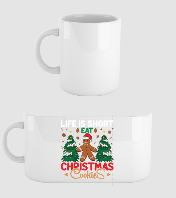 Life is short - eat christmas cookies model alb pe tricou