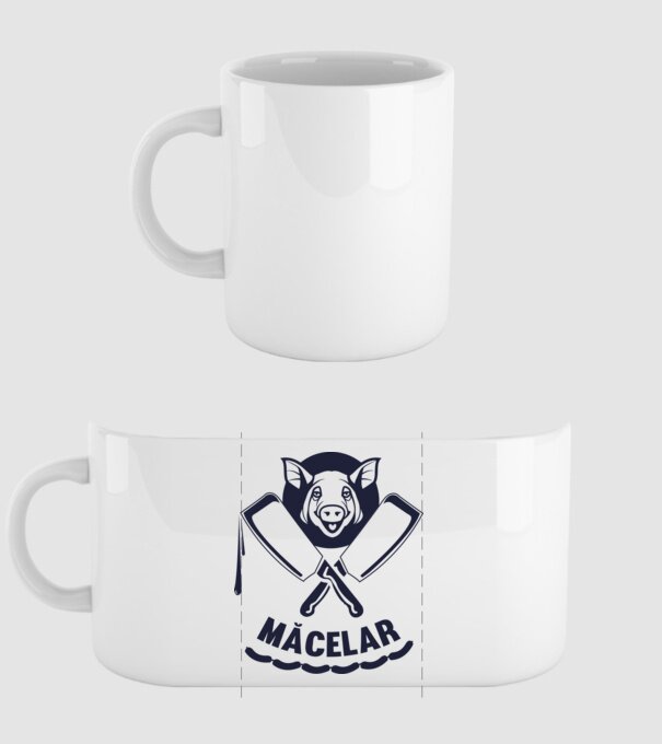 măcelar model alb pe tricou