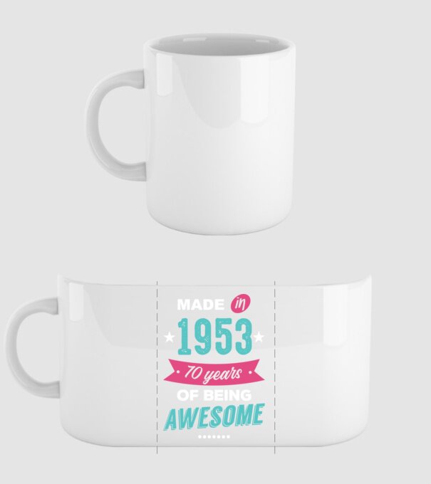 Made in 1953 model alb pe tricou