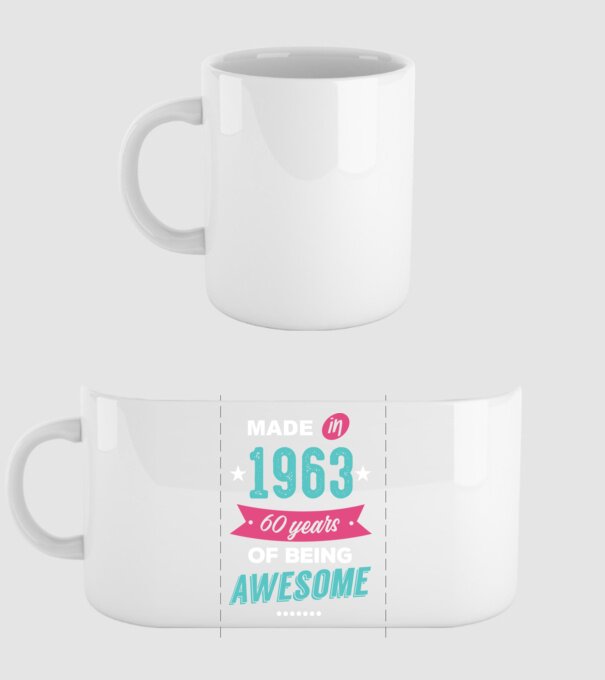 Made in 1963 model alb pe tricou