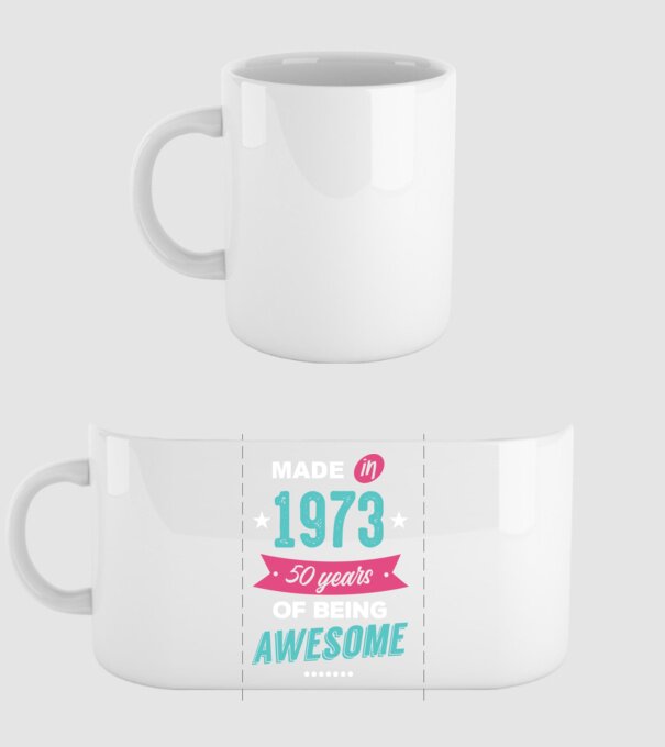 Made in 1973 model alb pe tricou