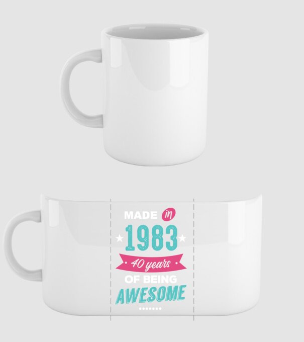 Made in 1983 model alb pe tricou