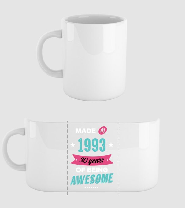 MADE IN 1993 model alb pe tricou