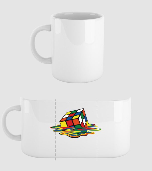 Melting Rubik model alb pe tricou
