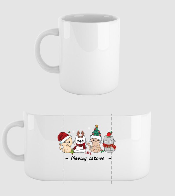 Meowy catmas 2 model alb pe tricou