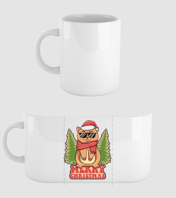Merry christmas cat model alb pe tricou