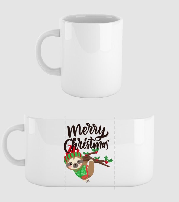 Merry christmas sloth model alb pe tricou