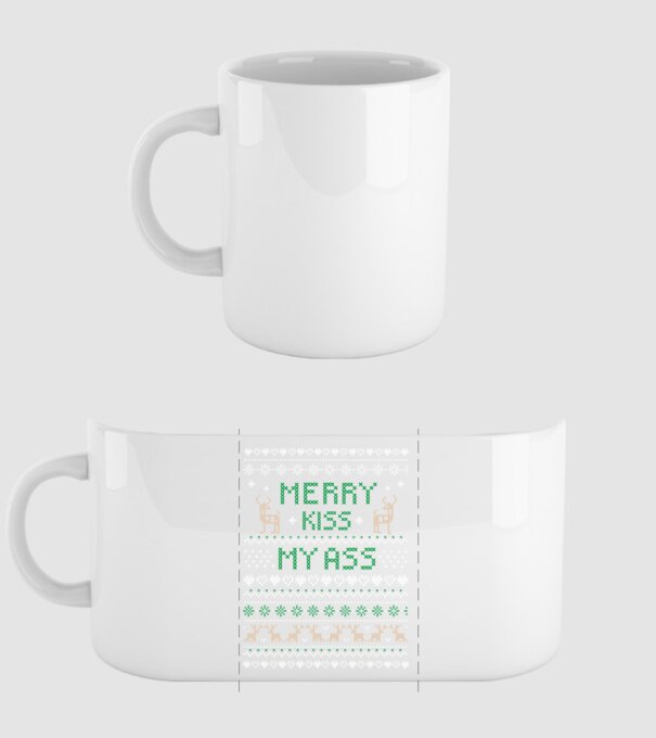 Merry kiss my ass ugly sweater model alb pe tricou